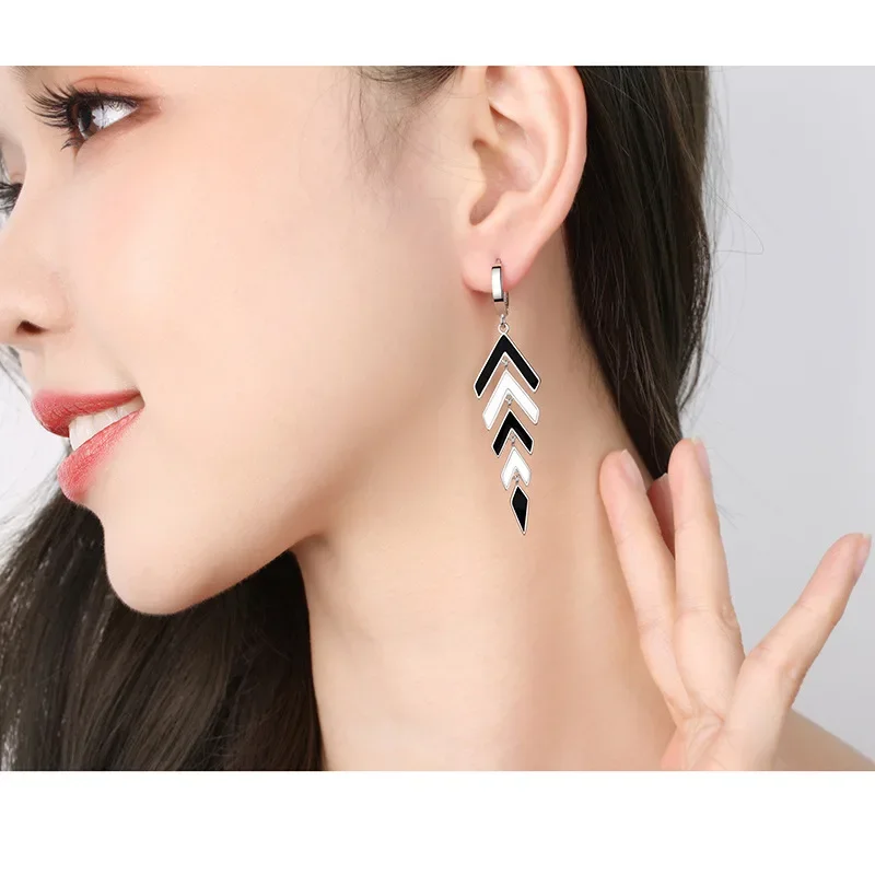 New Design 925 Sterling Silver High Quality Exquisite Zircon Long Earrings For Women Wedding Engagement Fashion Jewelry Gifts