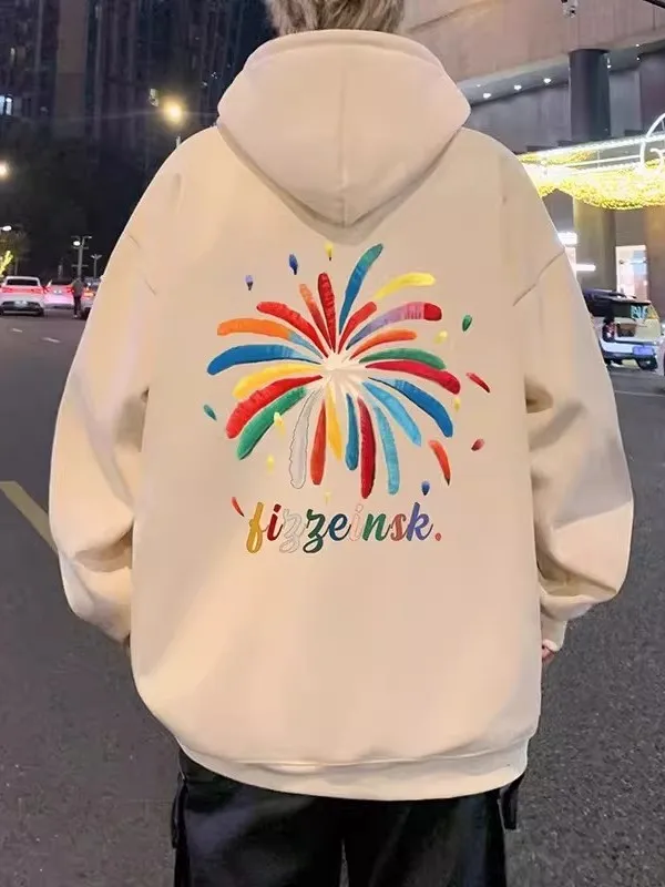 

ex Oversize Hoodie Sweatirt American Sle Firework Print Casual Spring Autumn Cotton Jaet for Men Women Youth
