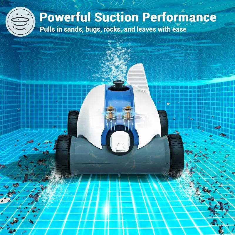 Limpiador de piscina robótico inalámbrico, aspirador automático de piscina con 60-90 minutos de tiempo de trabajo, batería recargable, resistente al agua IPX8