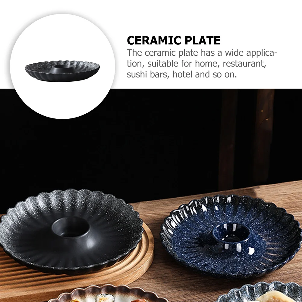 

Ceramic Dumpling Plate Round Sushi Plate Japanese Style Snack Dish Sauce Dip for Home Restaurant Sushi Plates Ceramic Plates