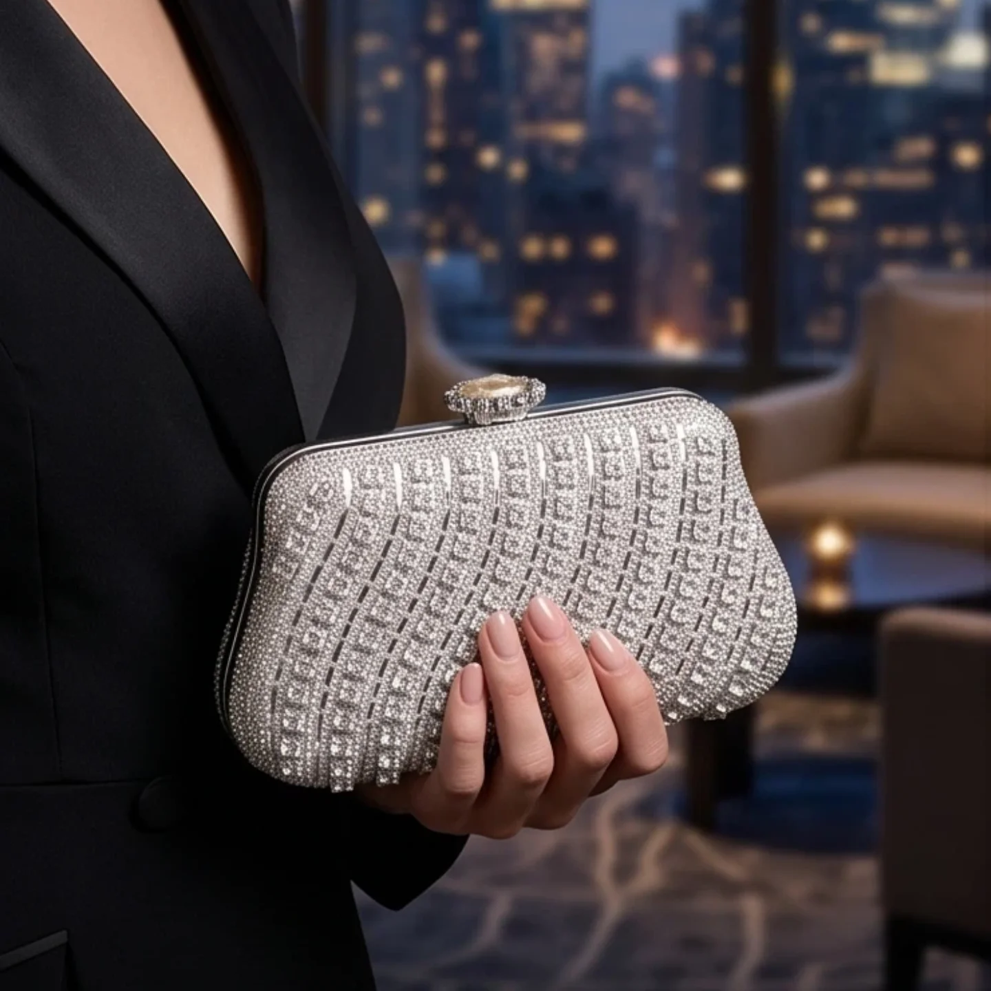 1 Luxurious Shiny Gold Rhinestone Evening Bag for Women, Suitable for Parties, Weddings, Balls, Dinner Parties/Banquets, Elegant Diamond Clutch Bag with Chain, the Perfect Choice for Women's Weddings