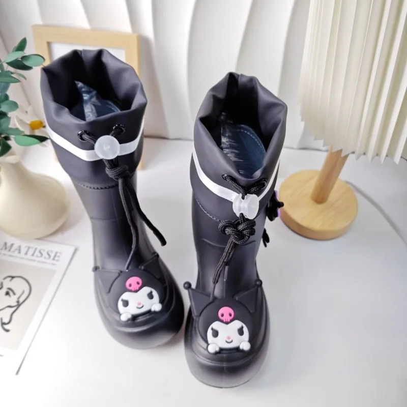 

Sweet Kuromi Anime Kawaii Sanrio Ins Rain Waterproof Shoes Cute Cartoon Children Ankle Rain Boots Lovely Pendant Gifts for Kids