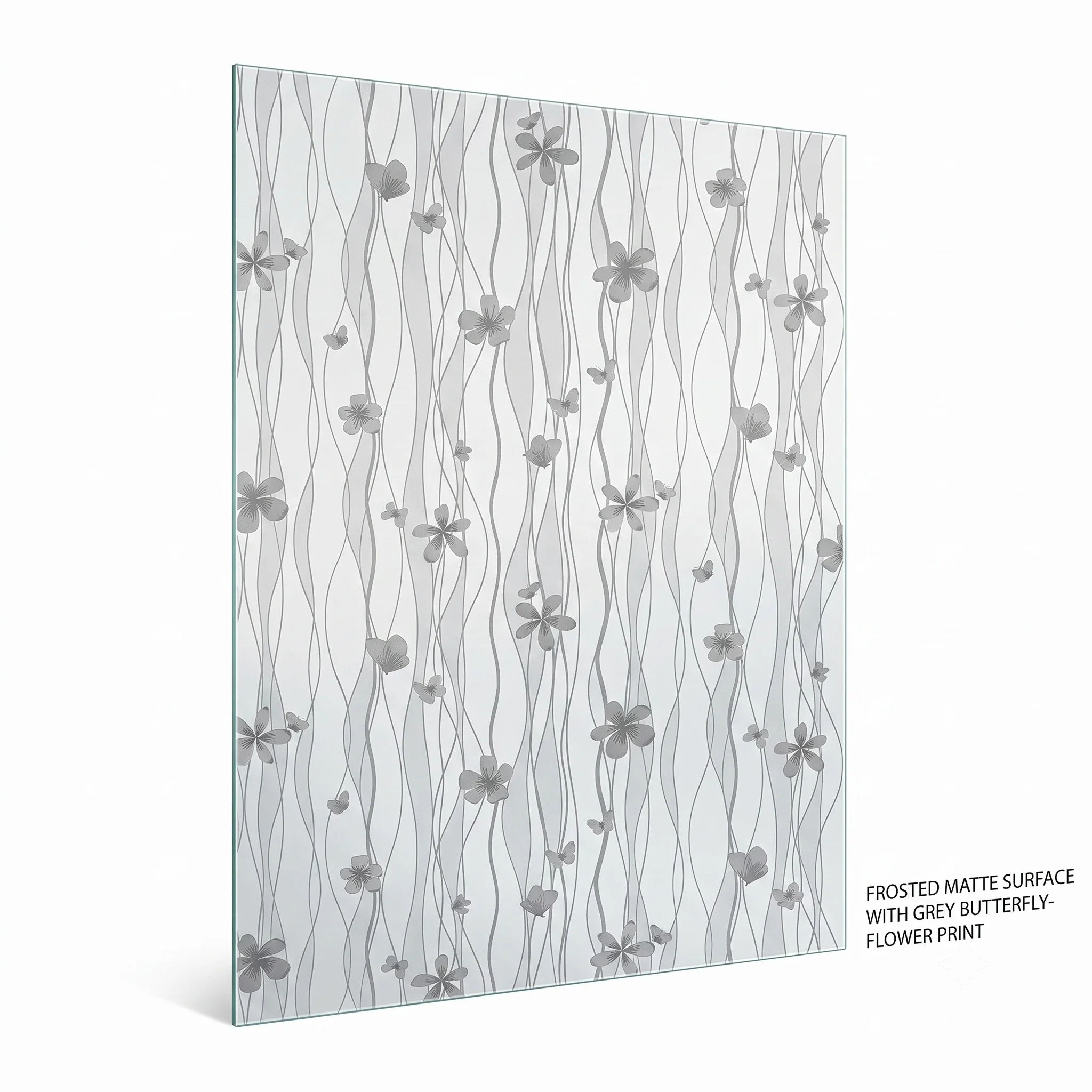 Grey Butterfly Flower Frosted Window Film Self-Adhesive Privacy Anti-Peeping Glass Sticker Soft Light Filter DIY Cutable Decor