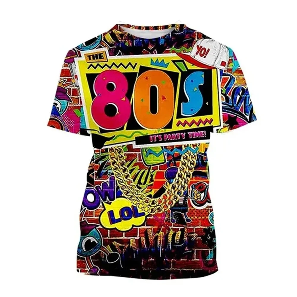 

New Fashion Hip Hop Street Art Graphic 3D Printed Summer T-shirt Men's Trend Casual Personality Graffiti Print Round Neck Short