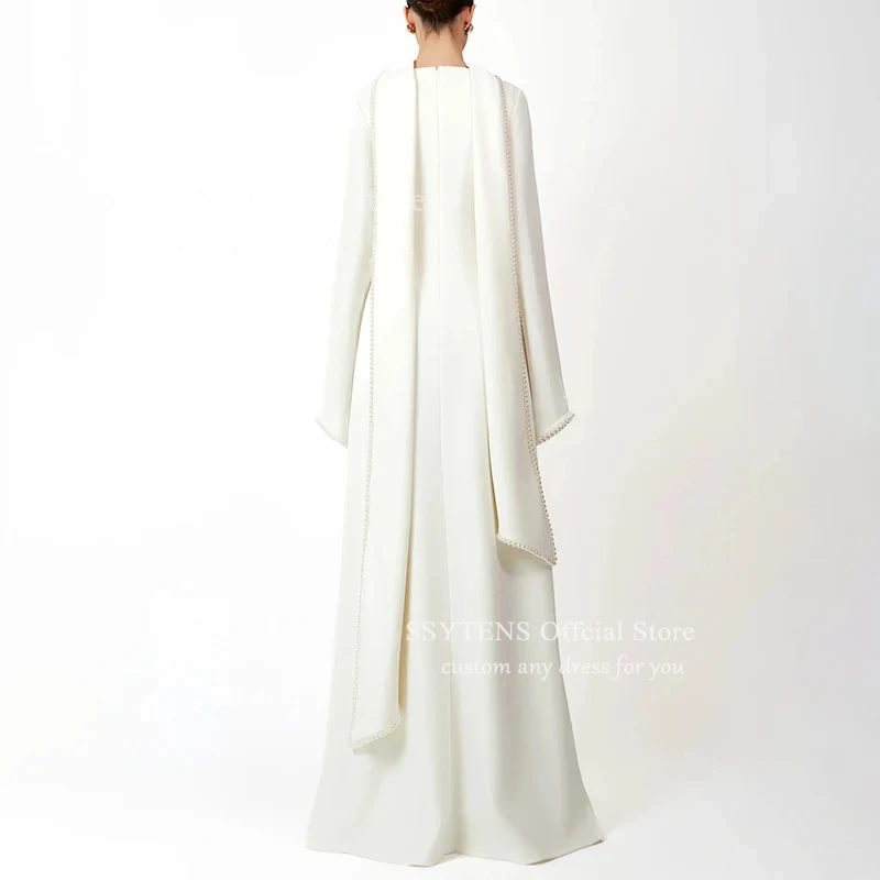 SSYTENS Modest Muslim Wedding Dresses Customized Bride Dresses Ivory Pearls Nikkah Caftan Bridal Gowns Long Vestido De Noiva image 5