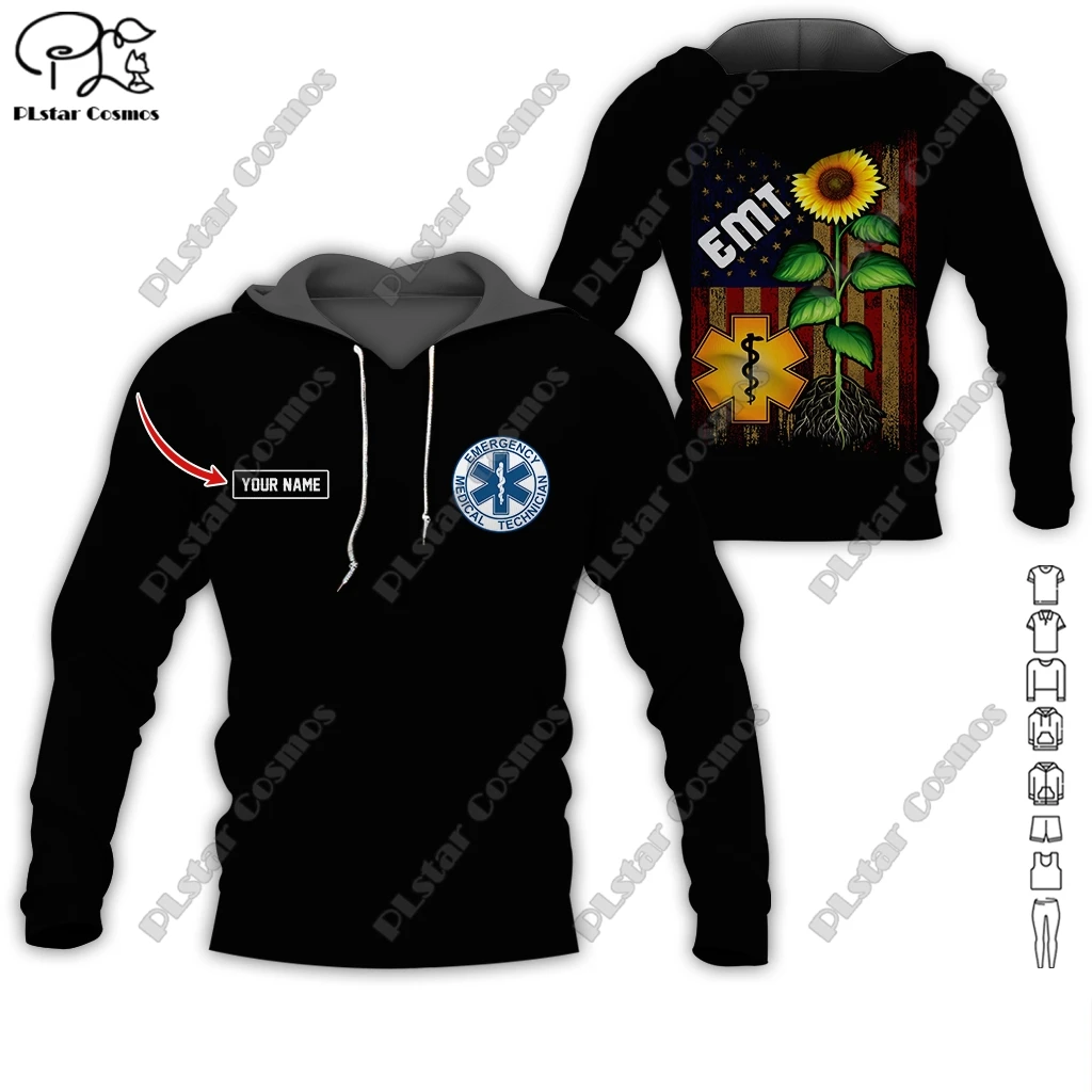 Custom Name EMS Emergency Medical Service Uniform 3D Printing Hoodie Street Women Men Pullover/Sweatshirt/Zip Hoodie A23