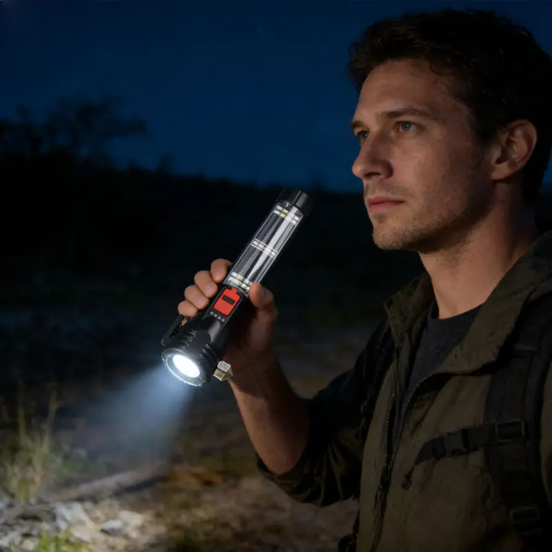 Multi-functional Vehicle-mounted Safety Hammer Flashlight Fire Window-breaking Device Outdoor Rescue Waterproof LED Flashlight