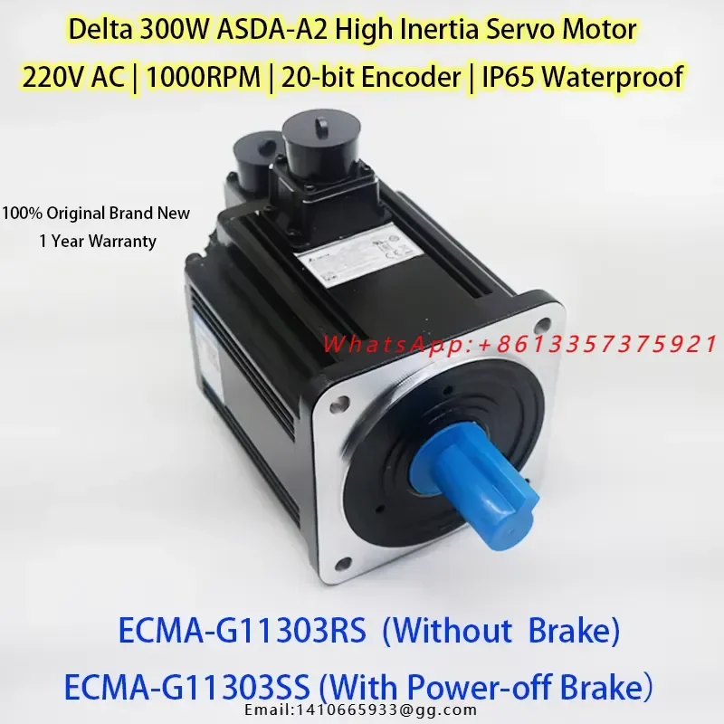 100% A2 300W Three-Phase Servo Motor (Brake/No Brake) ECMA-G11303SS/RS Flange Mount IP54 Protection High