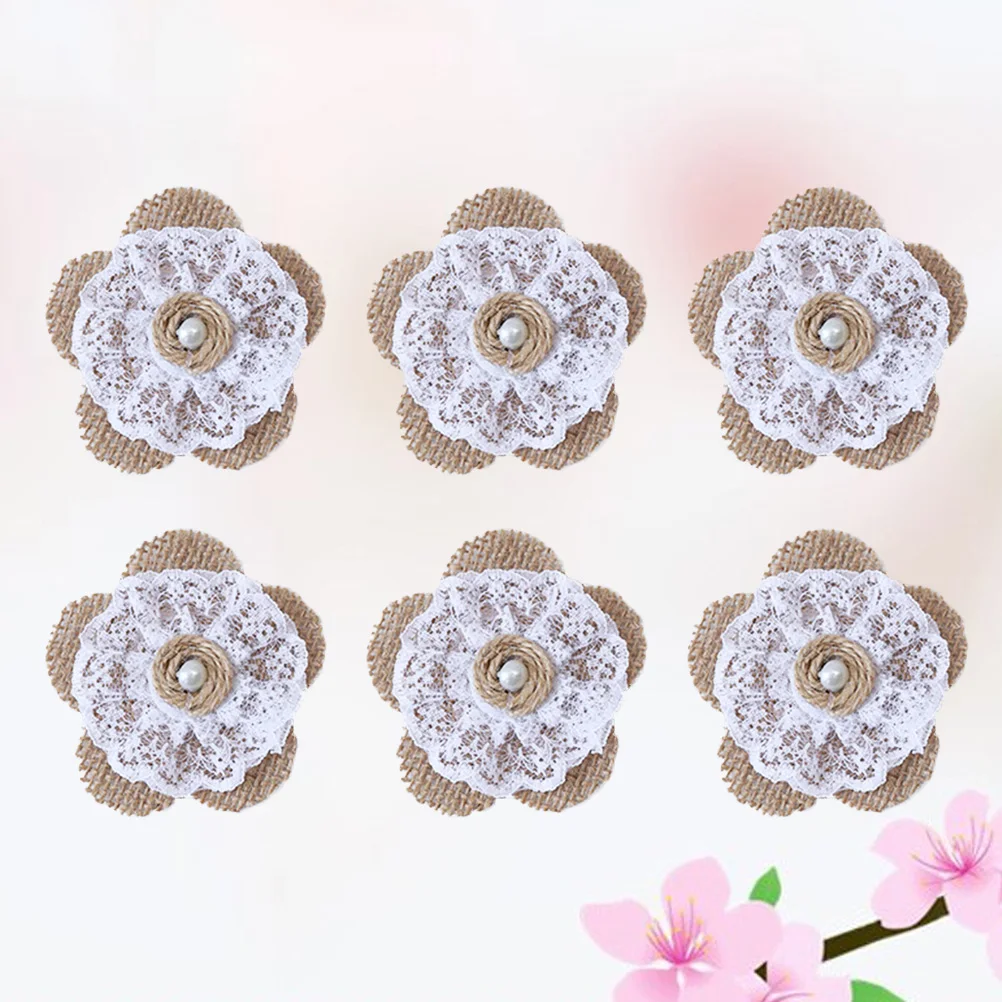 

10 Pcs Christmas Party Decoration Craft Making Burlap Flowers Handmade Jute Wedding