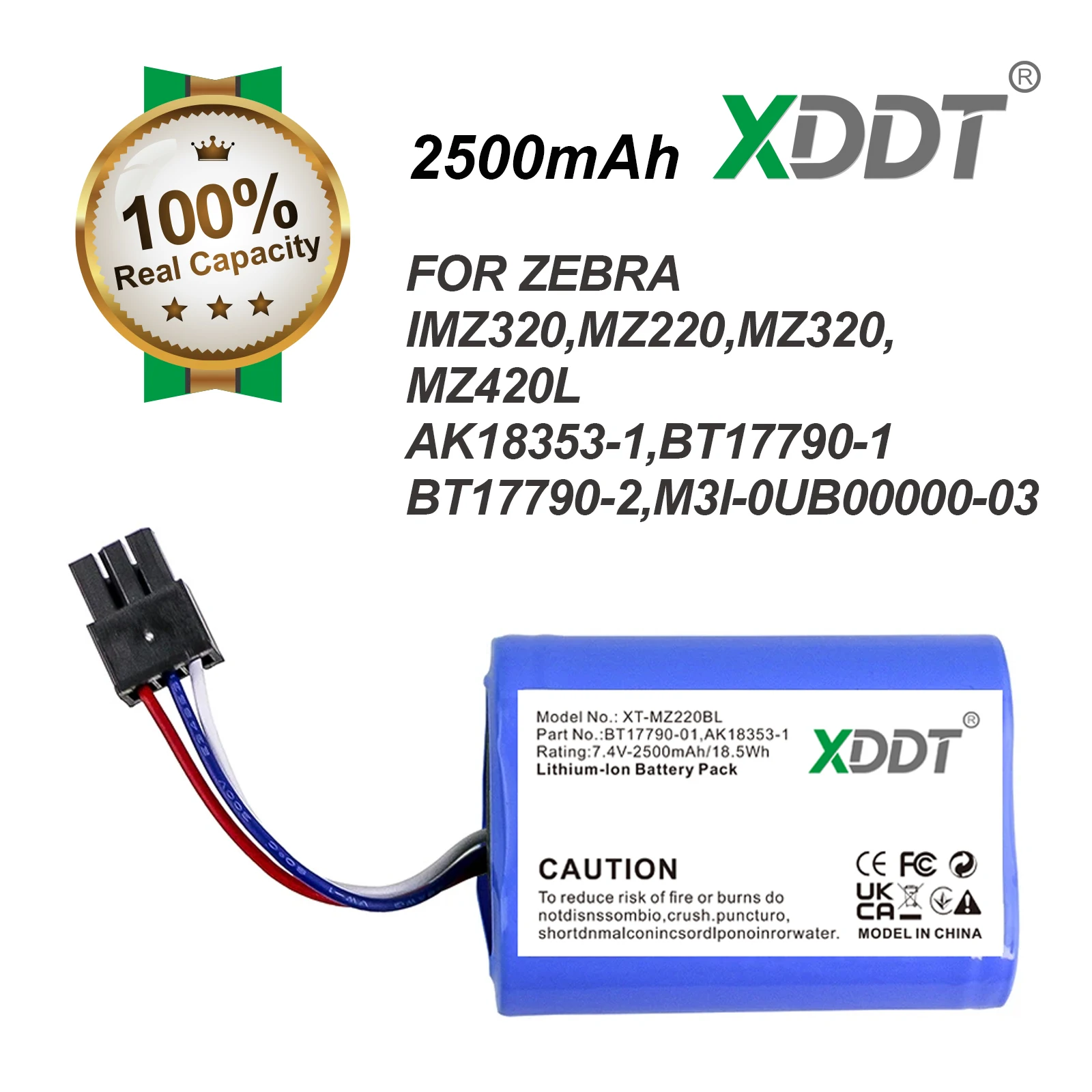 XDDT Portable Printer with 2500mAh Battery For Zebra IMZ320 MZ220 MZ320 MZ420L AK18353-1 BT17790-1 BT17790-2 M3I-0UB00000-03