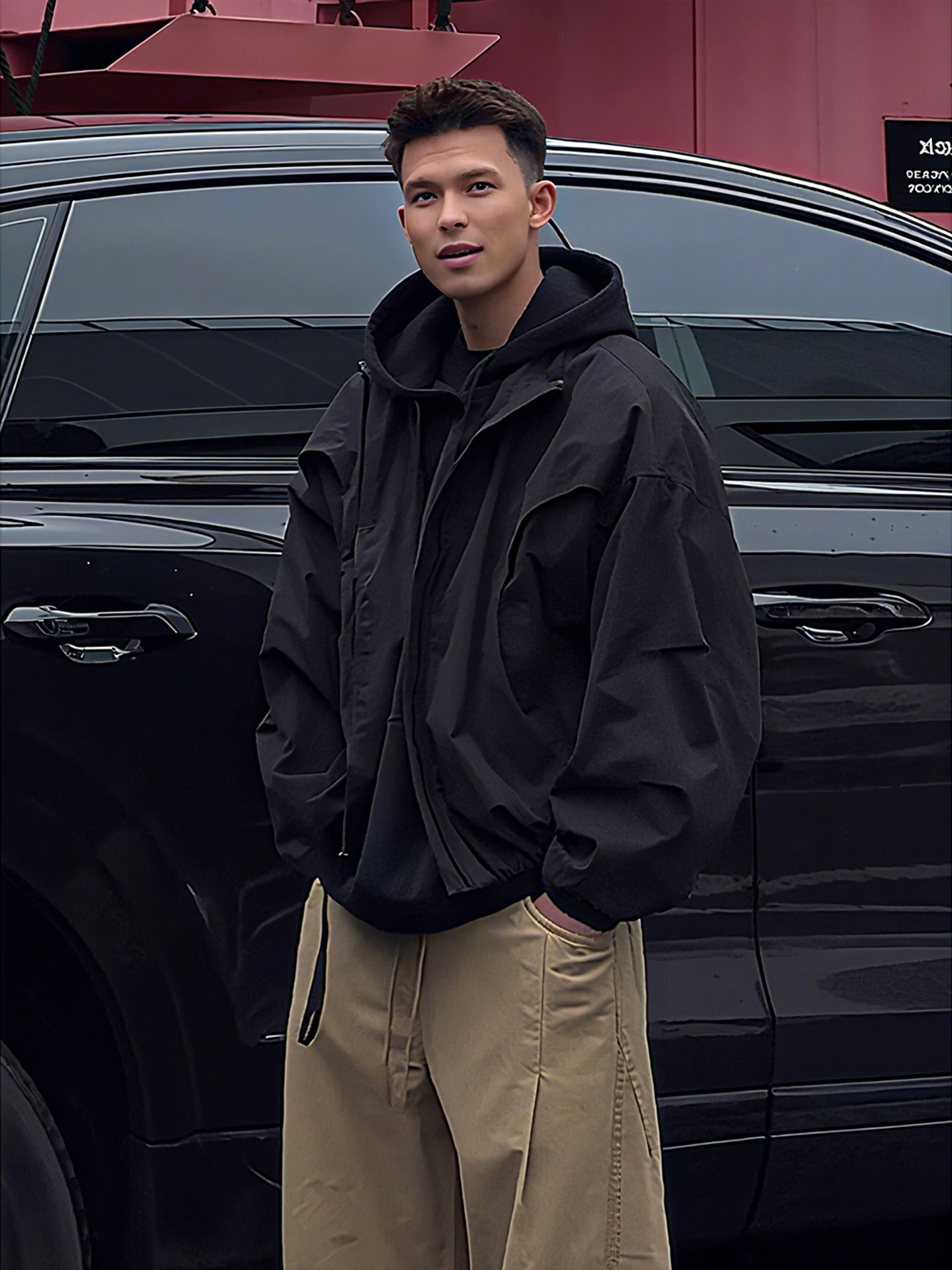 

Bla American Sle ort Flight Jaet Men's Autumn Cool High-End Feeling Stand Collar Outerwear ape Workwear Baseball Un...