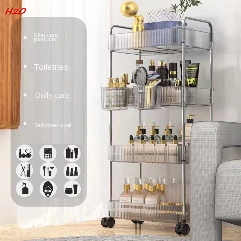 H2O Trolley Shelves Household Snacks Multi-layer Storage Bookshelves Mobile Kitchen Fruit And Vegetable Baskets Acrylic Shelves