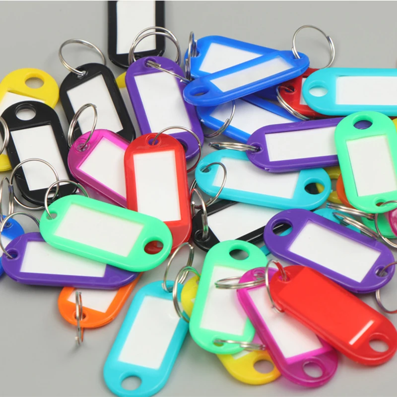 100 PCS Mix Color Keychain Key ID Label Tags Luggage ID Tags Hotel Number Classification Card Key Rings Keychain Wholesale