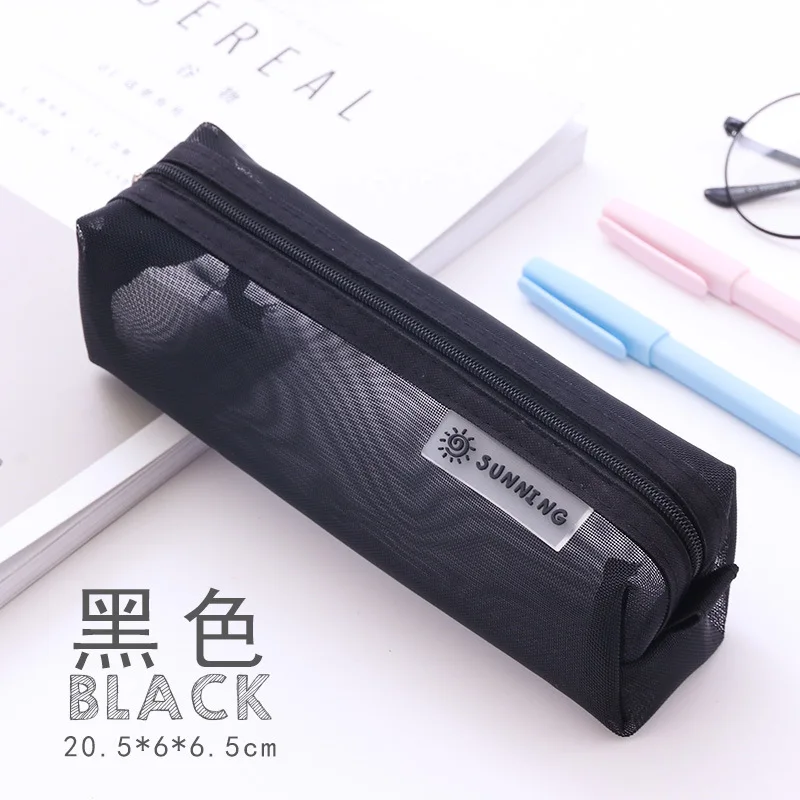 Transparent Mesh Bleistift Tasche Student Prüfung Gewidmet Nylon Stift Fall Unisex Große Kapazität Beutel Schule Liefert Schreibwaren