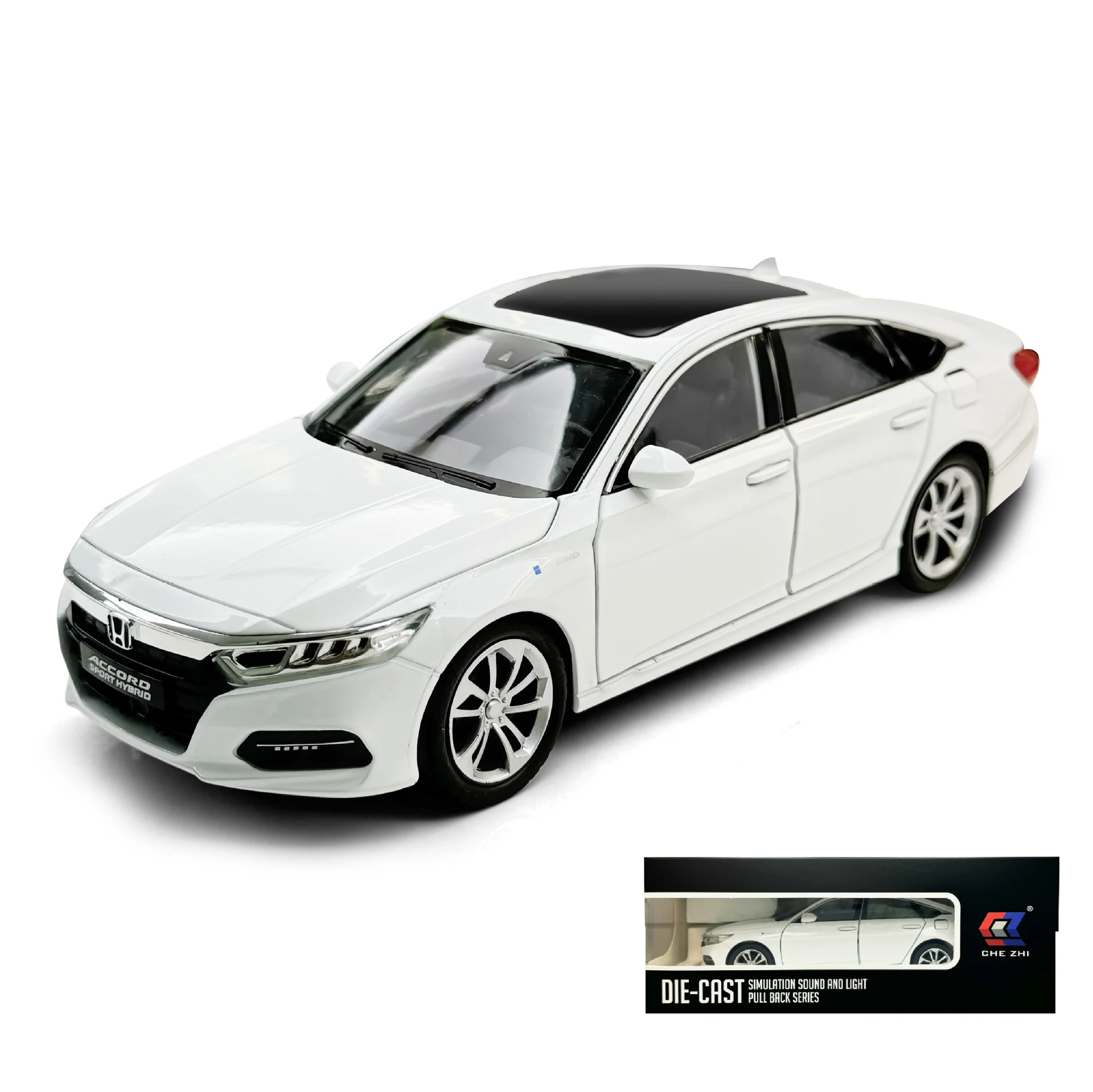 1:24 Honda Accord Sedam Alloy Scale Car Model Diecast Metal Sound＆light Collection Childrens Birthday Toy Miniature Car Vehicles