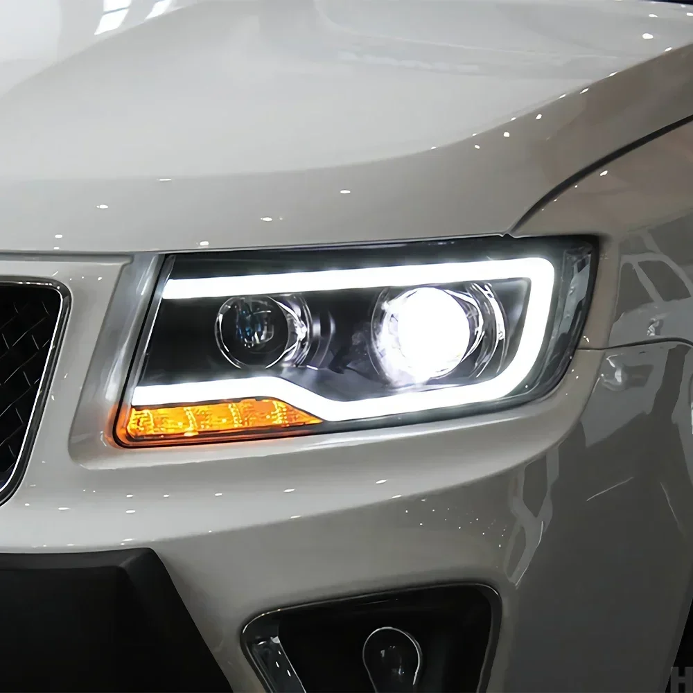 Модернизированные автомобильные фары для Jeep Compass 2011-2016, светодиодные передние фары автомобиля в сборе, аксессуары для дизайна линз проектора с высокой настройкой