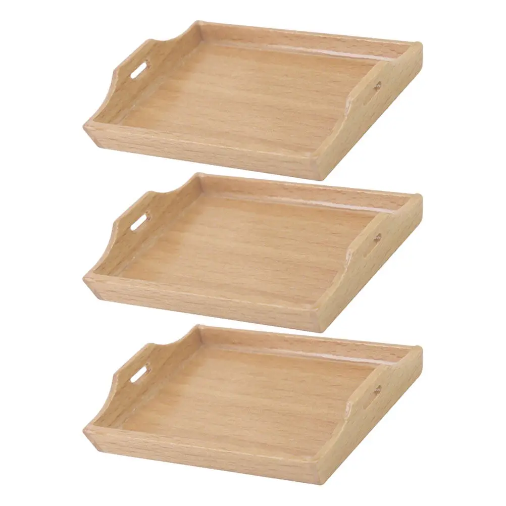 

3Pcs Mini Kitchen Furniture Set for Dollhouse Dining Realistic Bread Tray Accessories Easy to Clean Stable Design Miniature Food