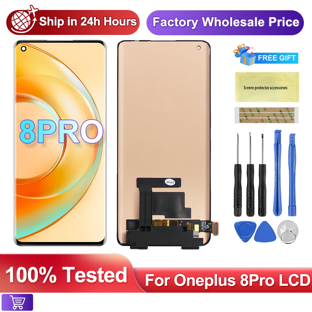 AAA + Bildschirm Für Oneplus 8 Pro 5G IN2023 LCD Display Touch Screen Ersatz Für Oneplus 1 + 8 PRO Display Pantalla mit DIY Rahmen