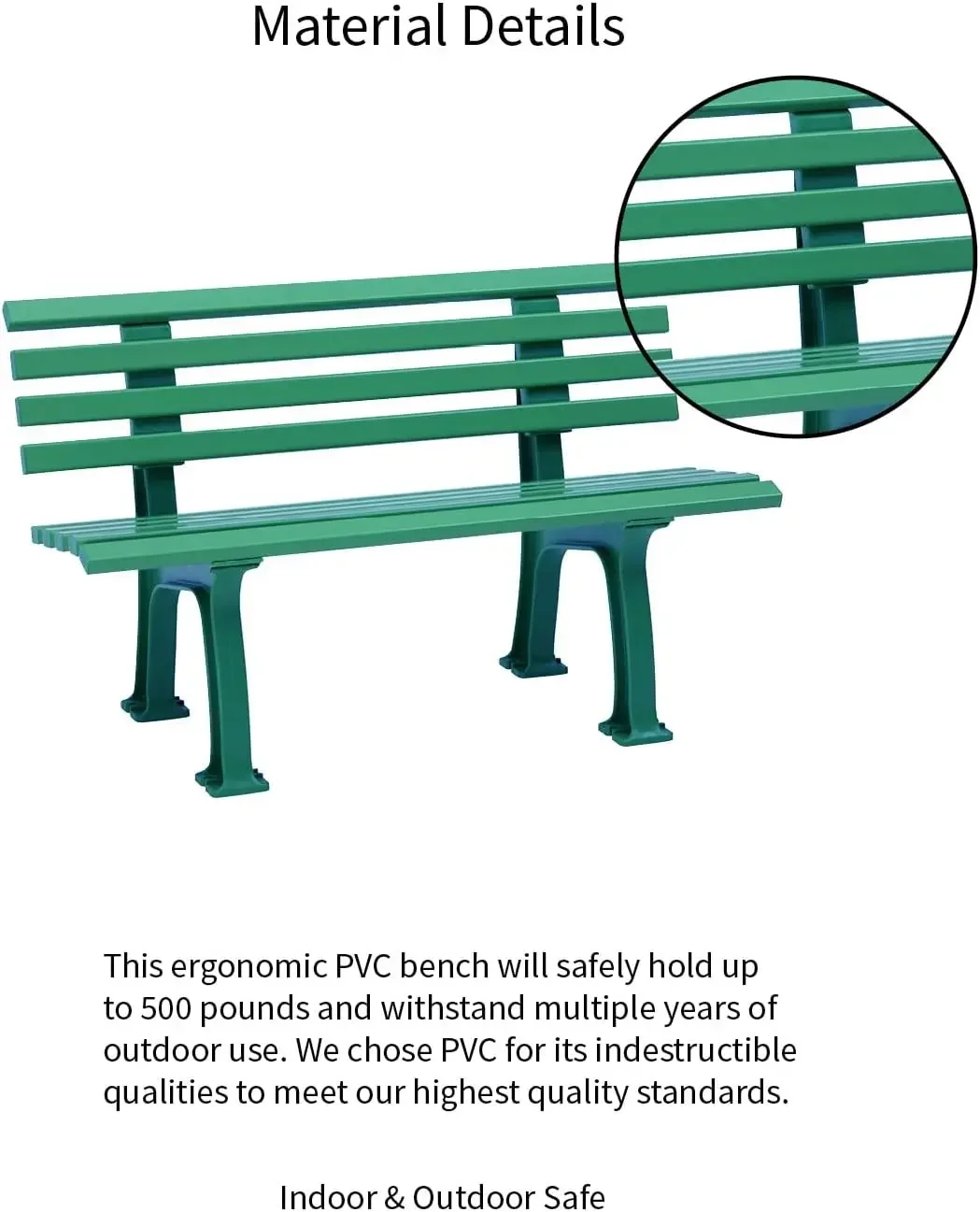 Plow & Hearth Weatherproof German PVC Outdoor Bench | 2-seat | Holds Up to 500 lbs |Garden Patio Porch Park Deck | Steel and Res