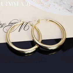 Wholesale 18K Gold round cute Earrings Charms for Woman Engagement Princess Wedding hoop Luxury Cute Fine Gift