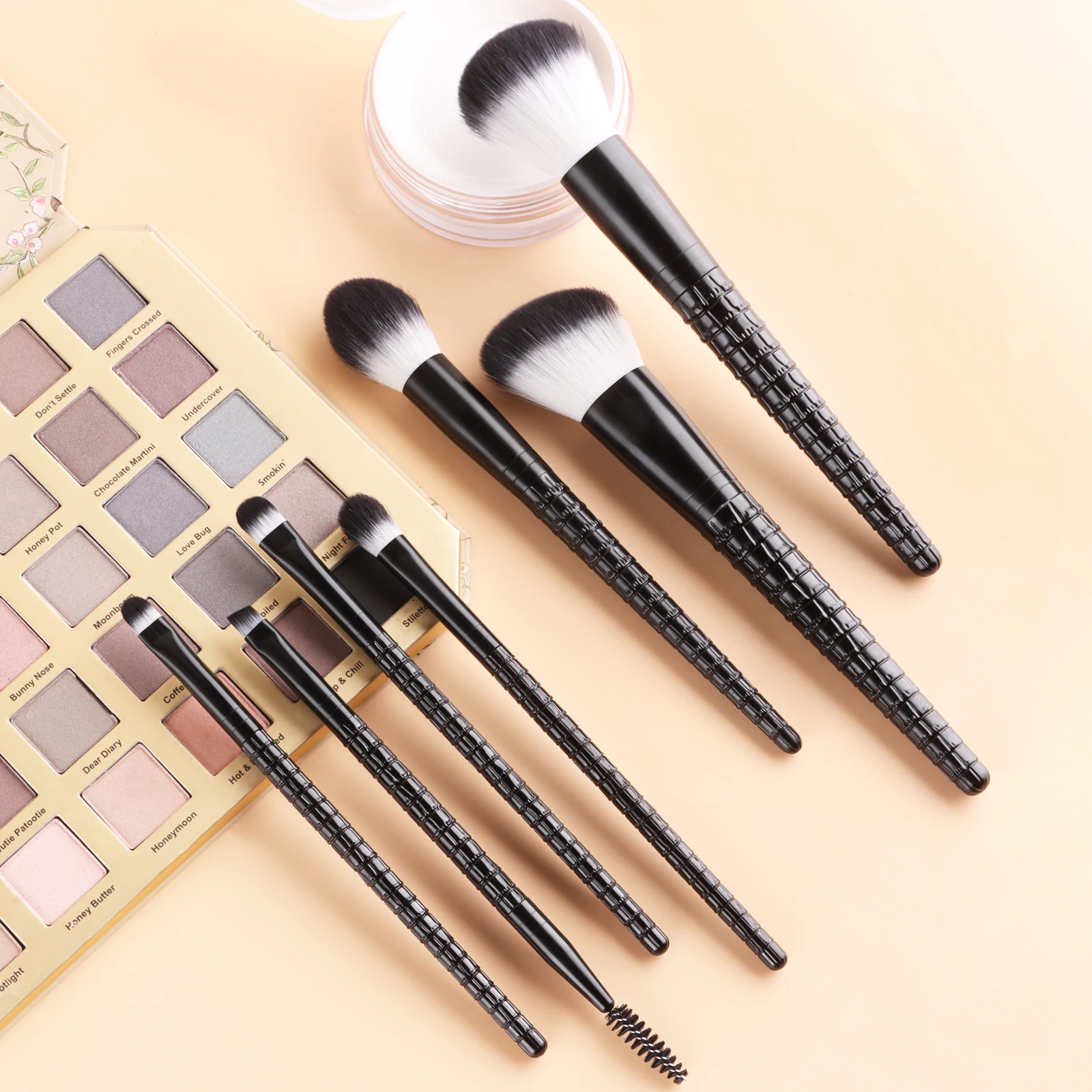 7Pcs Crocodile Texture Handle Makeup Brush Set with Storage Bag Powder Blush Foundation Eyebrow Cosmetic Brushes Kit