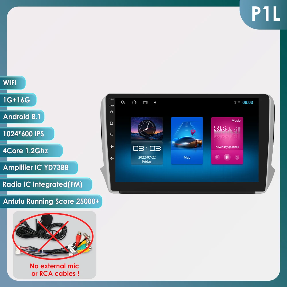 Hizpo Autoradio Carplay 4G 8581 AI Systemen Android Autoradio voor Peugeot 208 2008 Serie 2012-2018 multimedia Video Player Gps