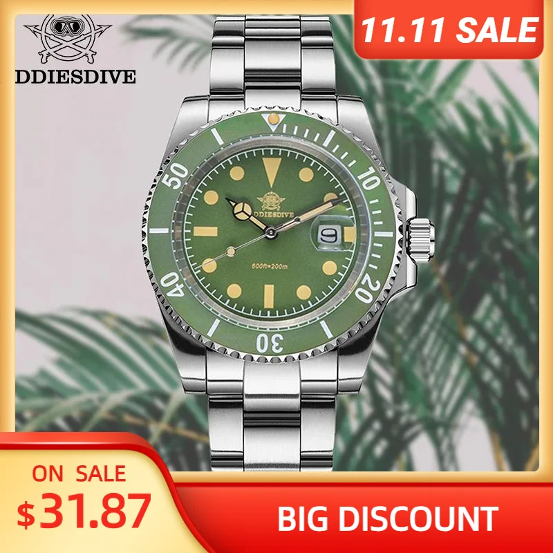 

ADDIESDIVE Quartz Watches For Men Stainless Steel Fashion C3 Luminous Wristwatch 200M Waterproof AD2054 Relogios Masculino