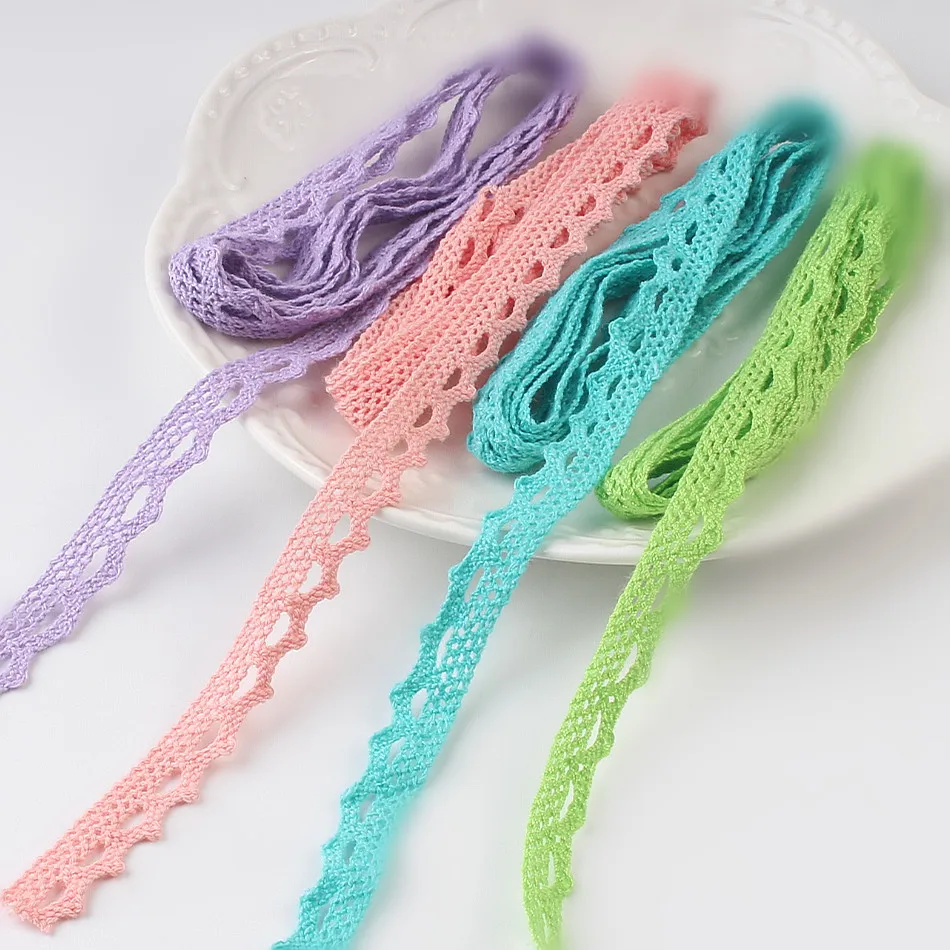 5 10Yards Multi Colored Cotton Lace Trims Ribbon DIY Clothes Hometexile Edge Embellishement Handmade Cotton Fabric Material