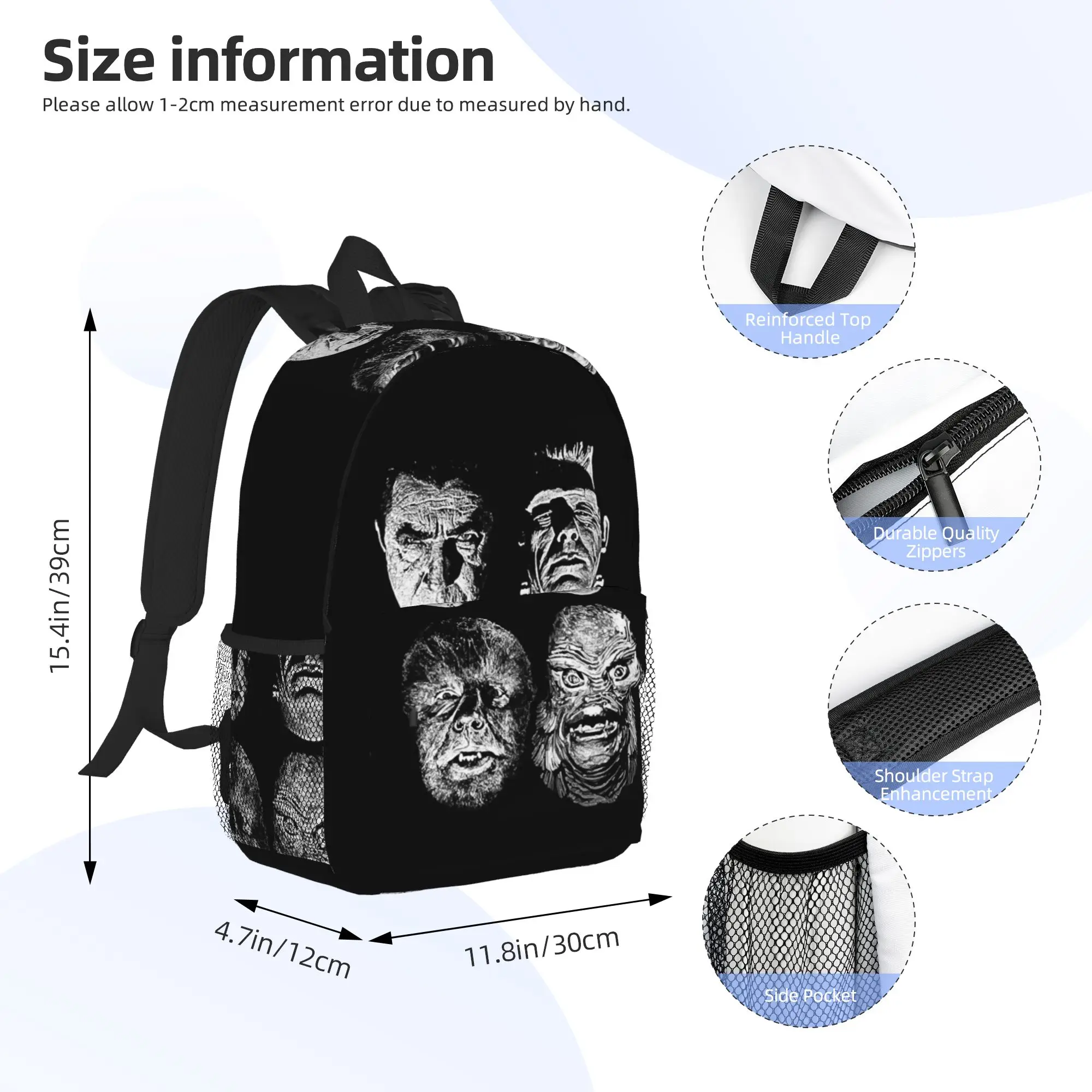 Universal Studios Monster sdracula wolfman frankenstein Backpack Hot Sale Daypack BookBag Shoulder Bags for Men Women School Bag