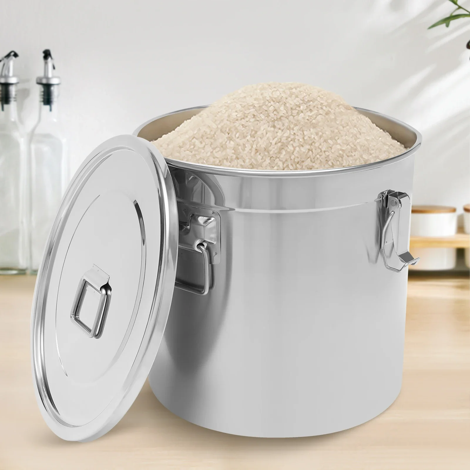 

Food-Grade 304 Stainless Steel Rice Storage Bin – Keeps Grains, Flour, and Cereals Fresh