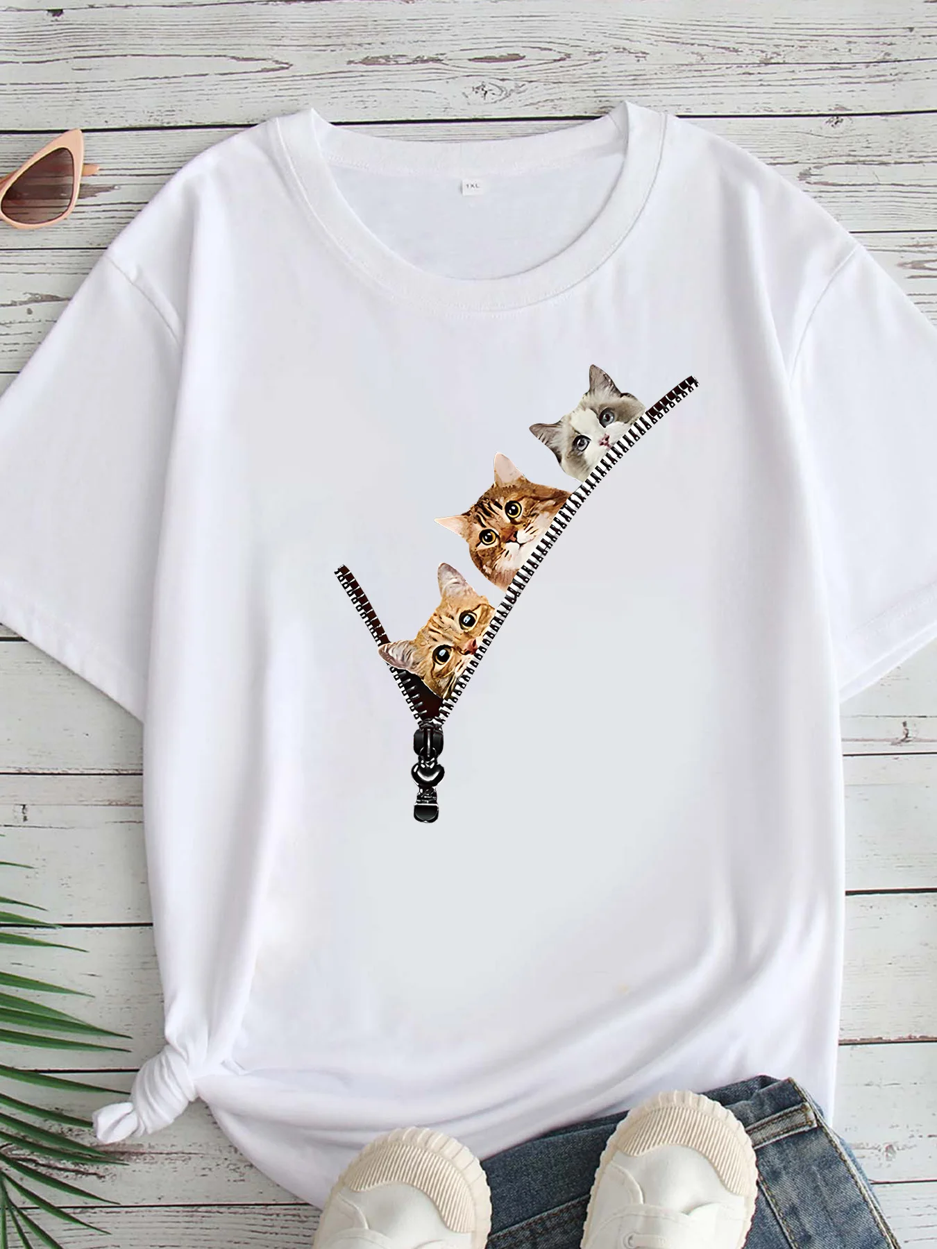 

Женская футболка большого размера с принтом, круглым вырезом и короткими рукавами, размеры 1-7XL, удобный повседневный топ в европейском стиле