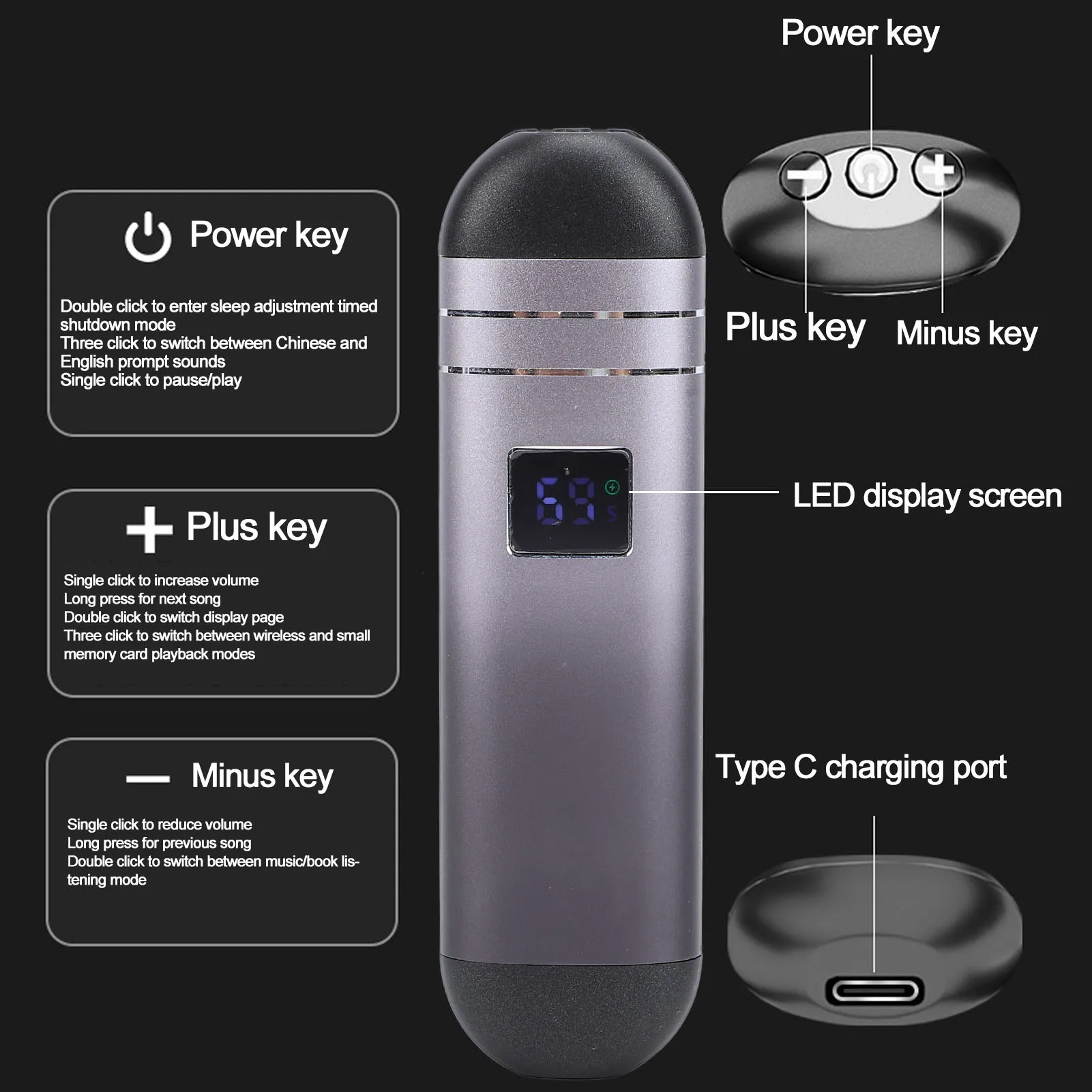 Pillow Speaker Built in 32GB Memory Card Long Standby Bone Conduction Stereo for Sleeping Aid  Pillow Speaker
