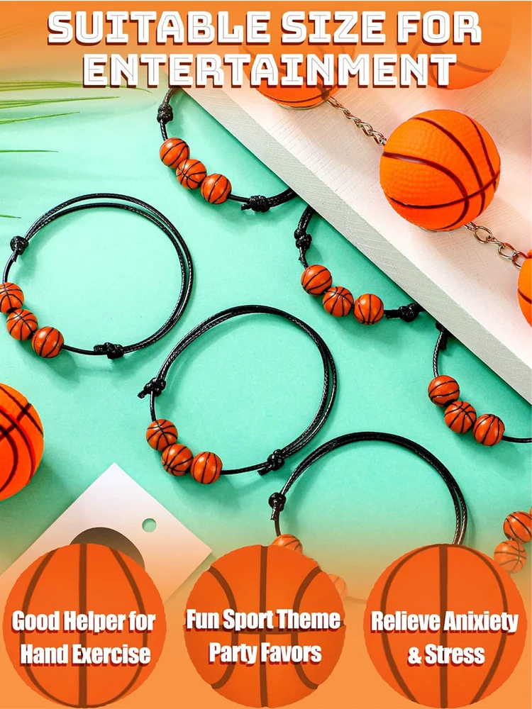 20 pcs sports ball accessories bracelet and keychain set team gifts for players, basketball football party gifts and accessories