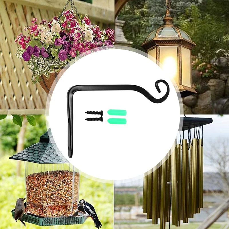 Plant Hook Iron Wall Hanger Bracket 6 Inches Suitable For Hanging Flower Pots, Lantern Bird Feeder Wall Lamp-2 Pieces