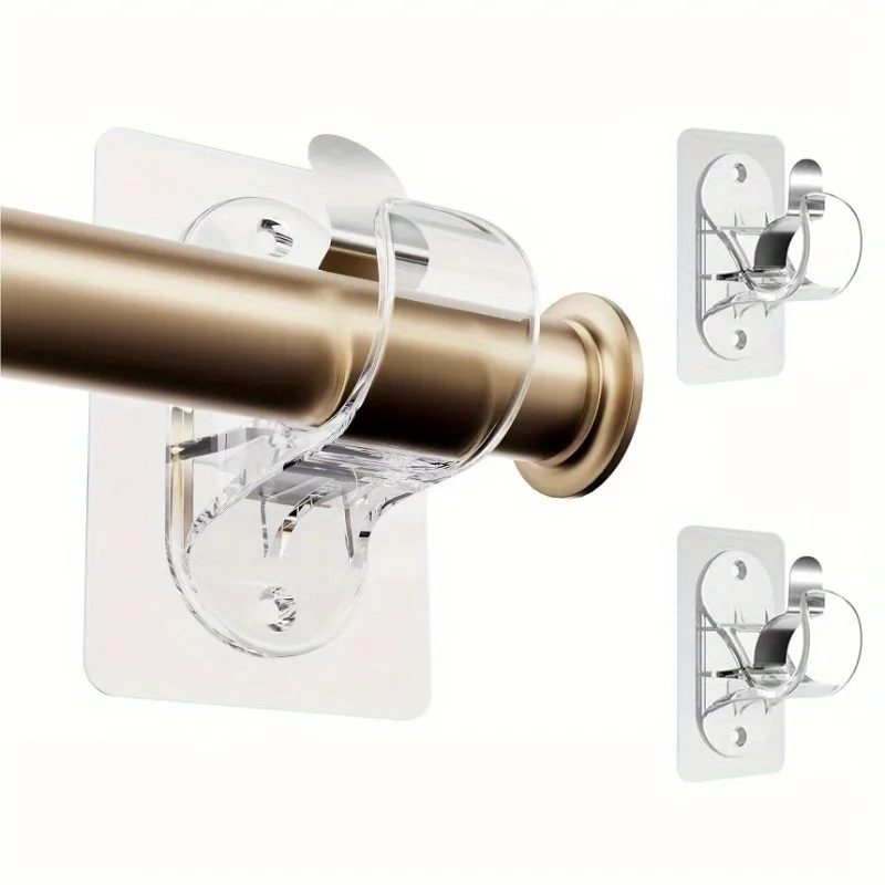 Supports de tringle à rideau sans perçage, supports de tringle à rideau auto-adhésifs respectueux de la maison, crochets de tringle à rideau robustes sans perçage