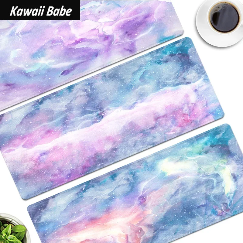 Marble Starry Clouds Cute Mouse Pad Lagre Gaming Kawaii Desk Mats Deskpad for Gamer Keyboard Home Office Accessories