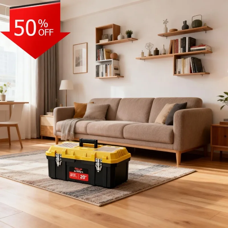 

20 Inch Sturdy Plastic Tool Organizer Box with Lockable Lid for Secure Hardware Storage Tool Organizer Box Suitcase of Tools