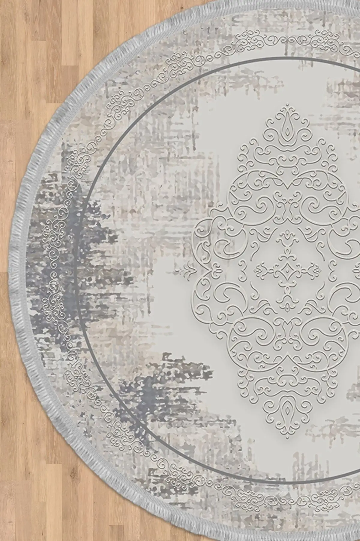 DOLBOVI Vintage digital printing washable non-slip floor stain resistant round hall carpet