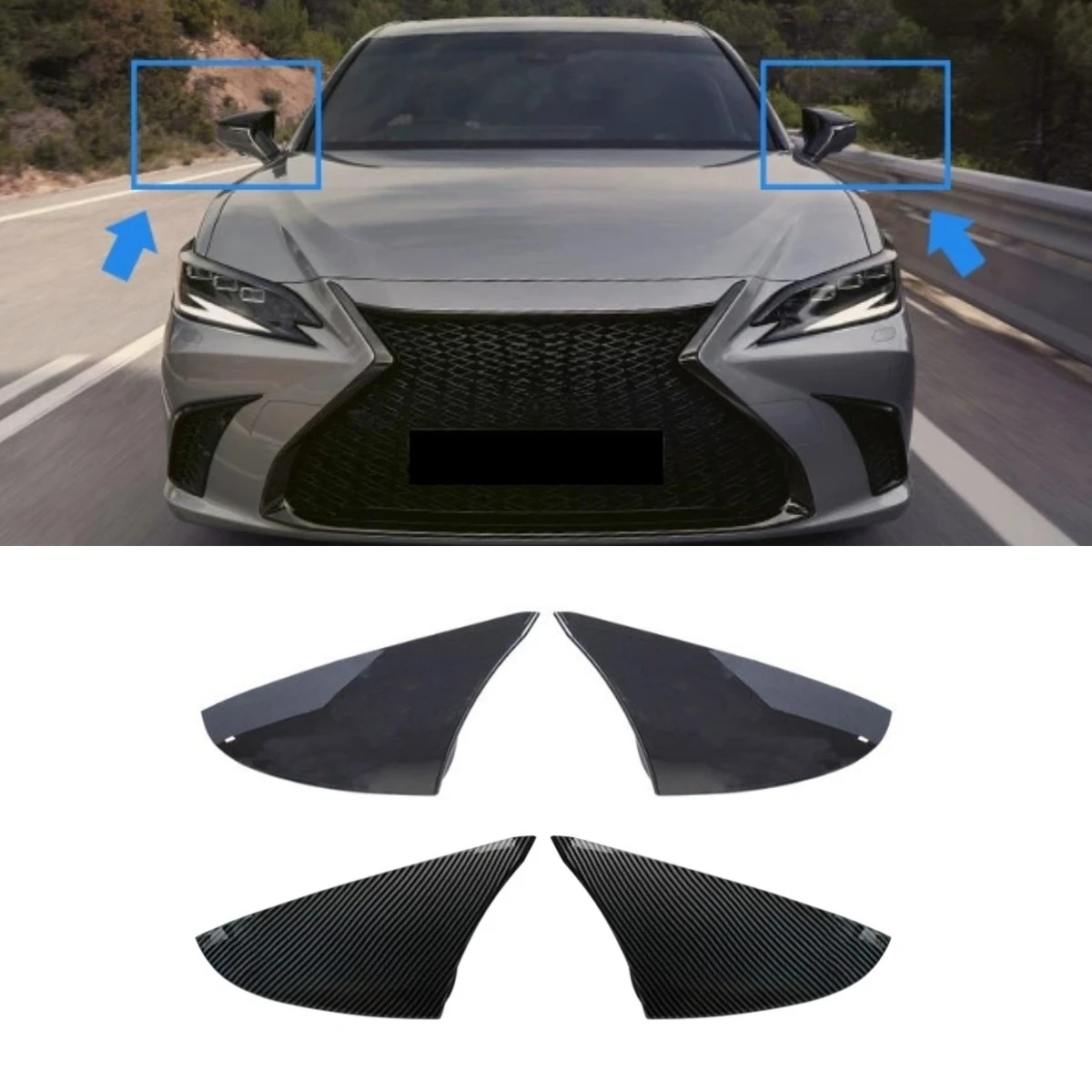 

Автомобильный чехол для зеркала заднего вида, защитные колпачки для зеркала заднего вида для Lexus ES200 ES260/300 2018, комплект кузова, автомобильные аксессуары