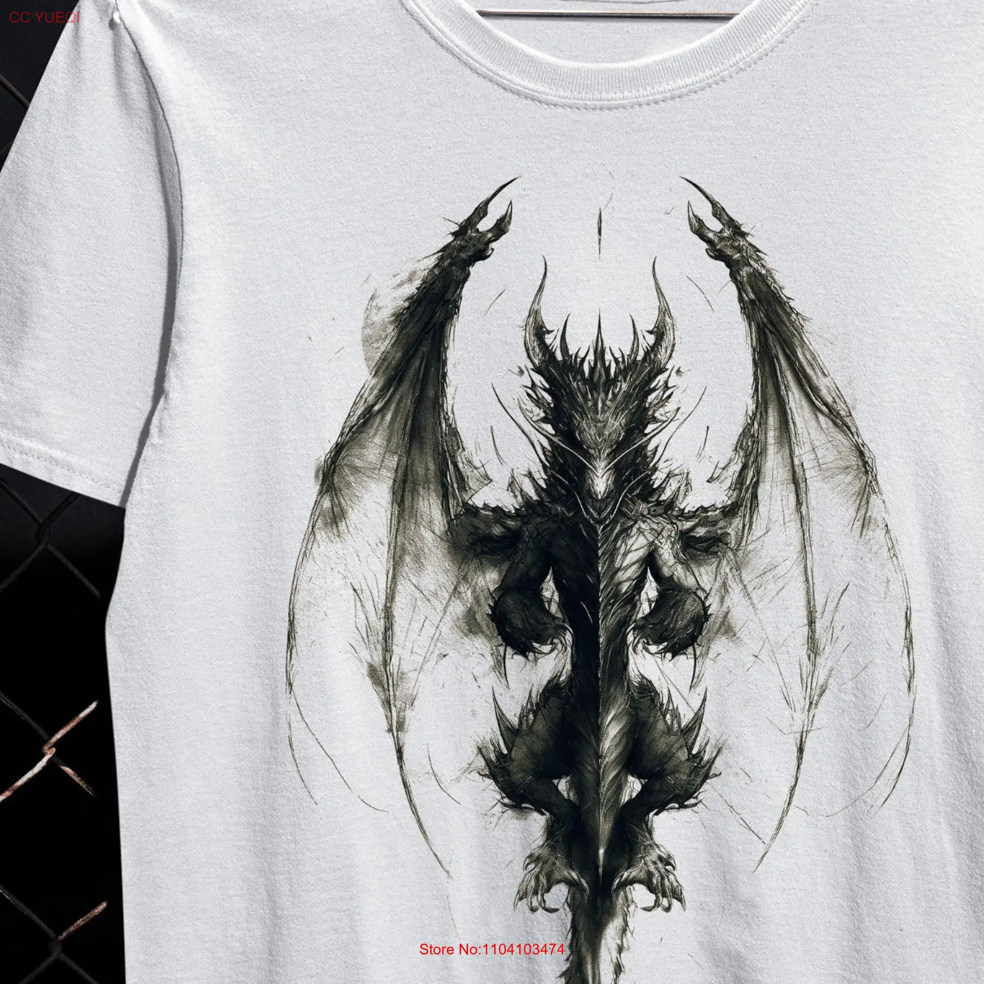 Goth Dragon T Shirt Gothic Clothes Weirdcore Trad Y2K Grunge Alt Clothing Japan Top long or short sleeves