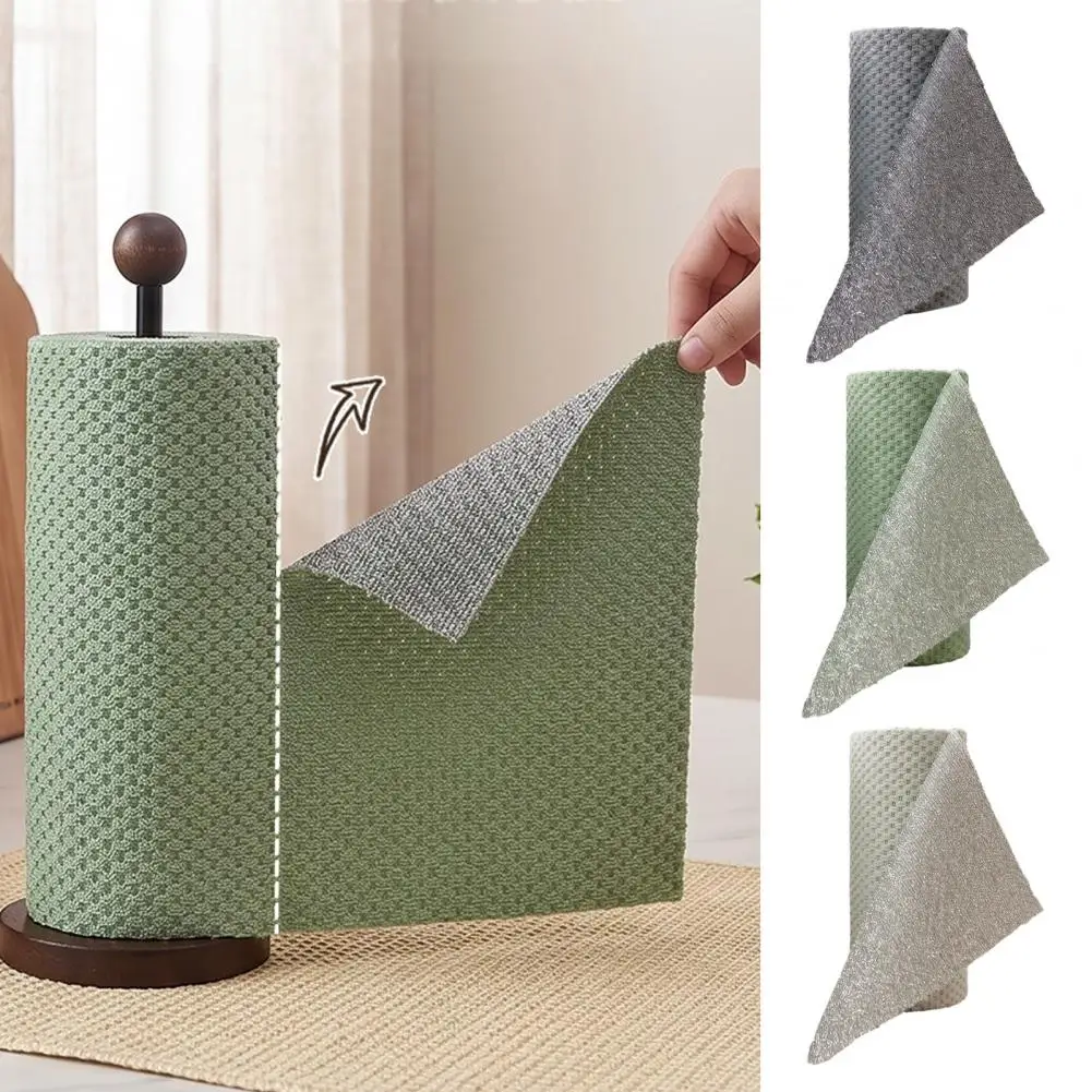 Eco Reusable Wipes Microfiber Cloth Roll Tearable Double-sided Towels Reusable Grease Removing Rags for Kitchen Countertop