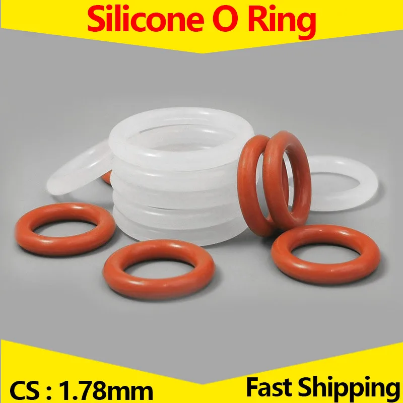 

CS 1.78mm,Heat-Resistant Food Grade Silicone O-Ring,VMQ White/Red Rubber Seal O Ring,Thickness 1.78 ID 1.78-133.07mm