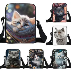 Cute Persian/Siamese Cat Crossbody Bag Scottish British Cat Women Handbag Kitten Shoulder Bag Messenger Bag Phone Holder Bookbag