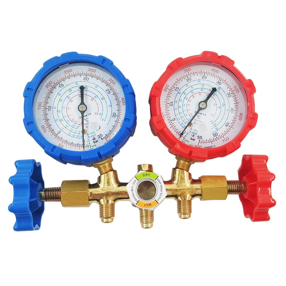 For R410A R32 R404A R134A Refrigerant Manifold Gauge Air Condition Refrigeration Set Air Conditioning Tools With Hose And Hook