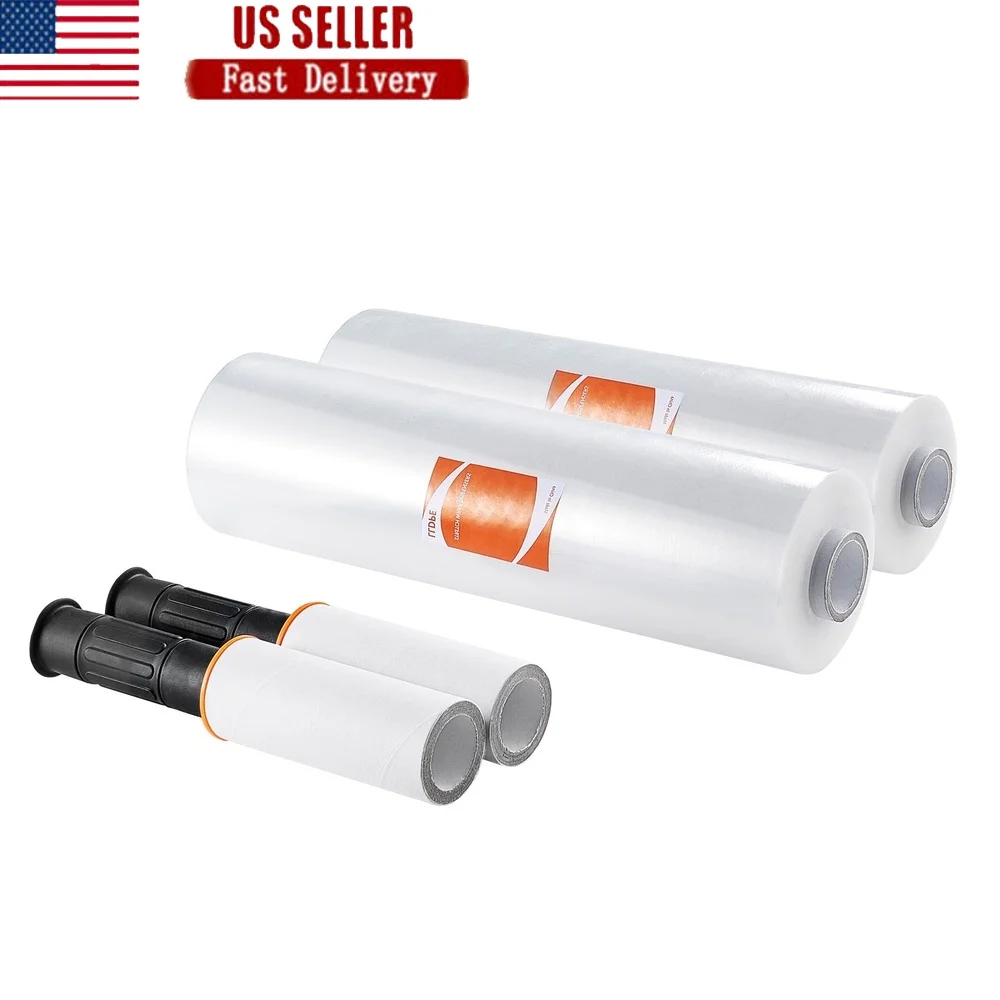 

Robust 15x1200ft Stretch Film Twin Pack 80 Gauge Durable Clear Shrink Wrap Roll with Handles Industrial Packaging Solution