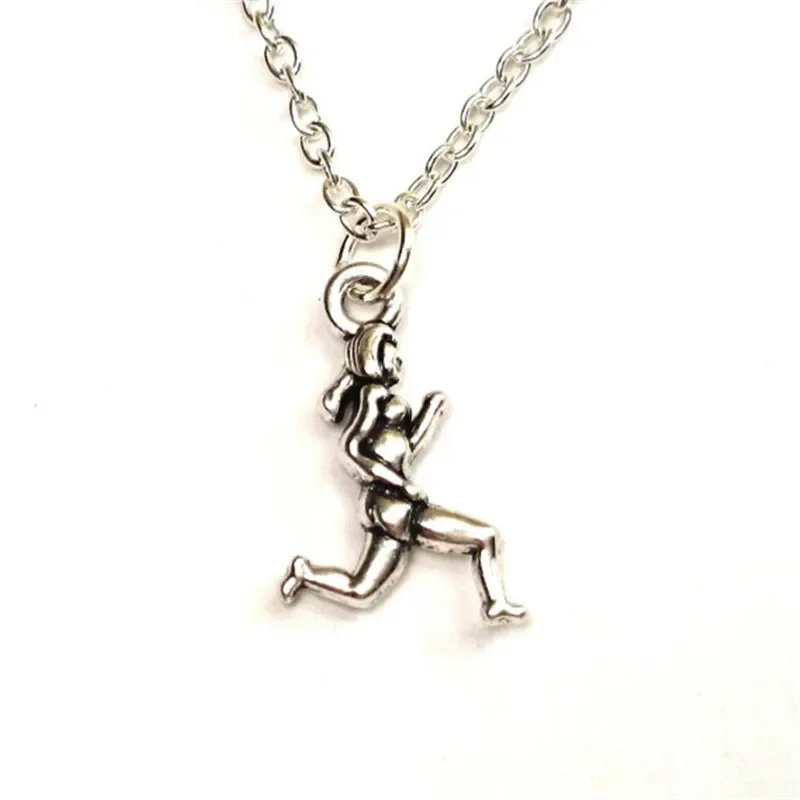 12pcs/lot Runner necklace Charm pendant Jewelry  Girl Running Mom Marathon