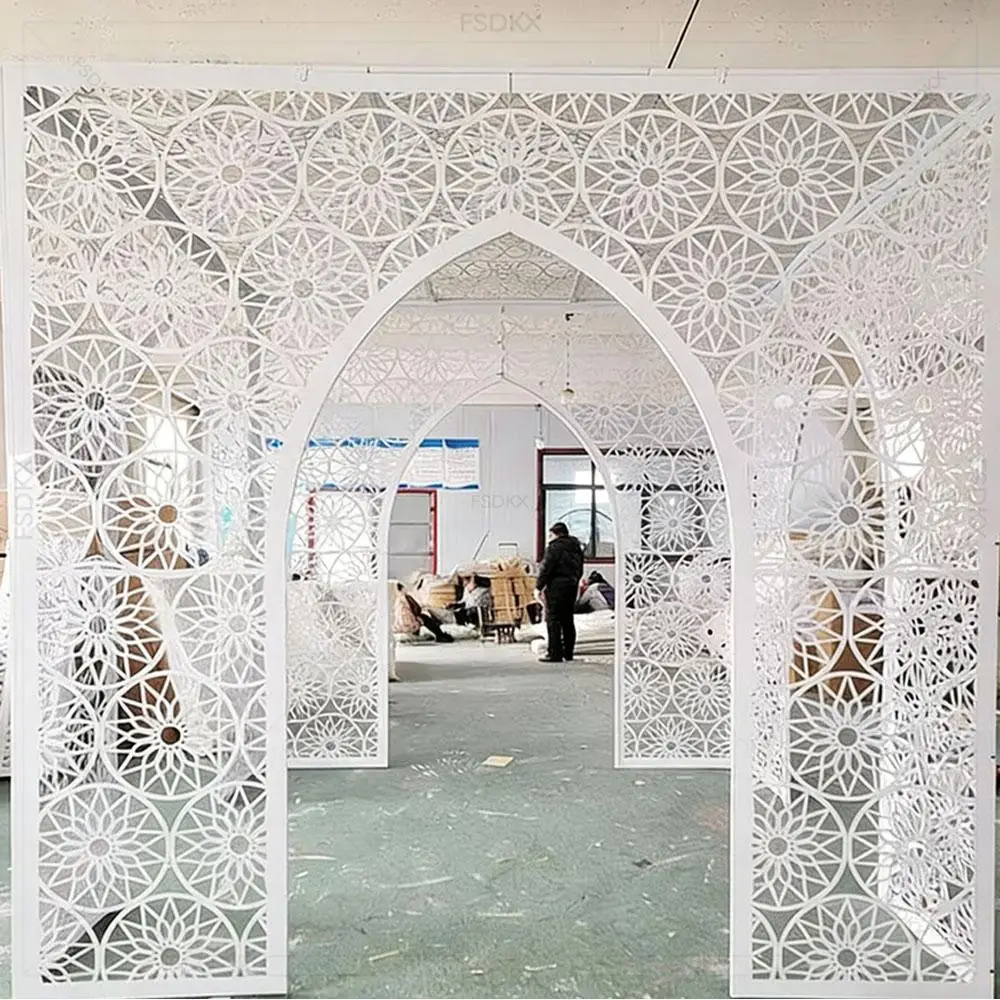 

FSDKX Hot Selling Large Wedding Hall Round Metal Chuppah Events Decoration Mandap Backdrop Arch