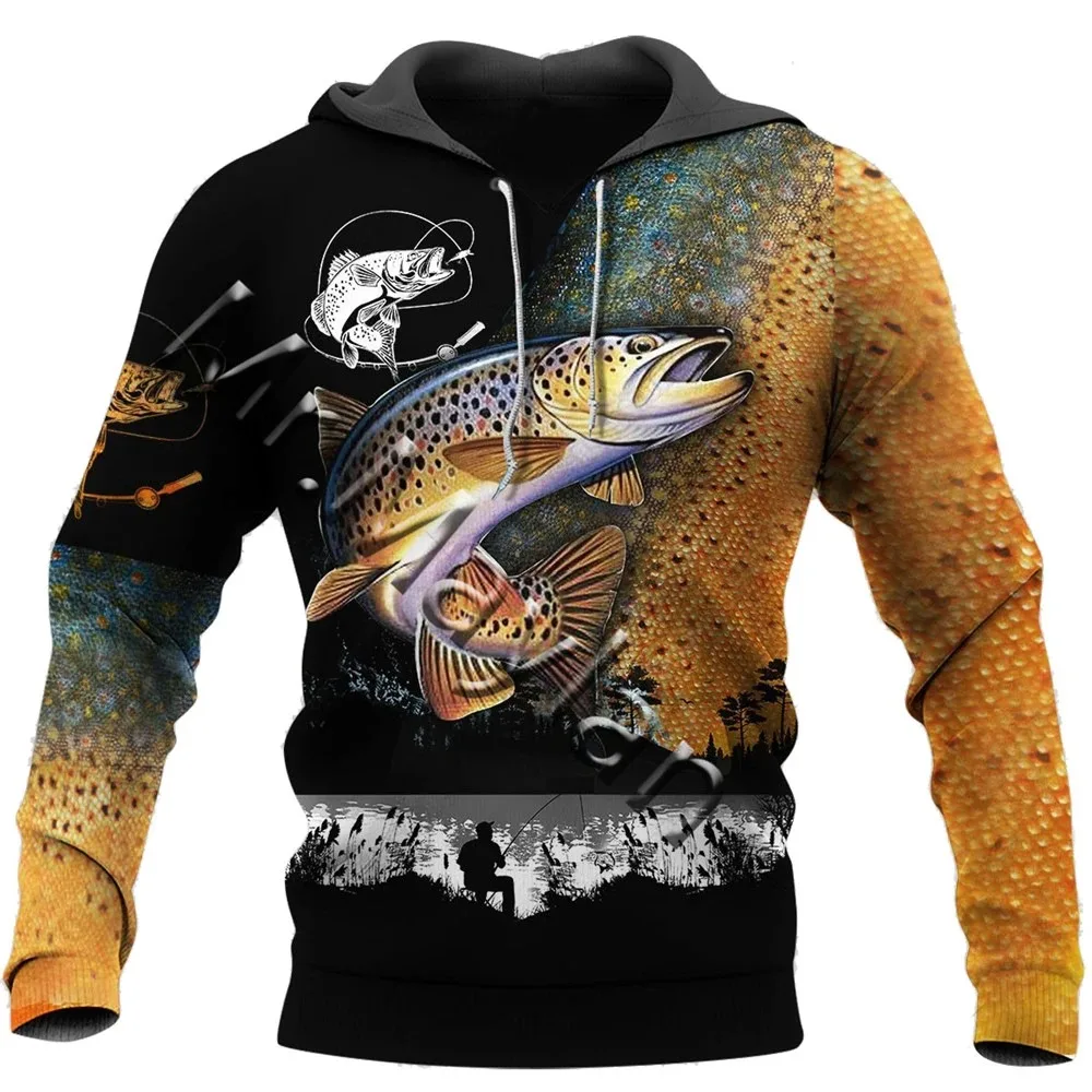 Felpa con cappuccio da uomo 2024 felpa firmata primavera autunno Harajuku y2k 3D pesca stampata vestiti Pullover manica lunga