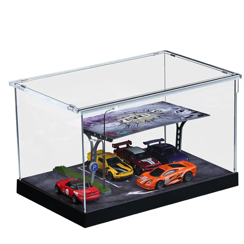 Timemicro&moreart 1:64 Outdoor parking lot theme car model display scene - with dust cover