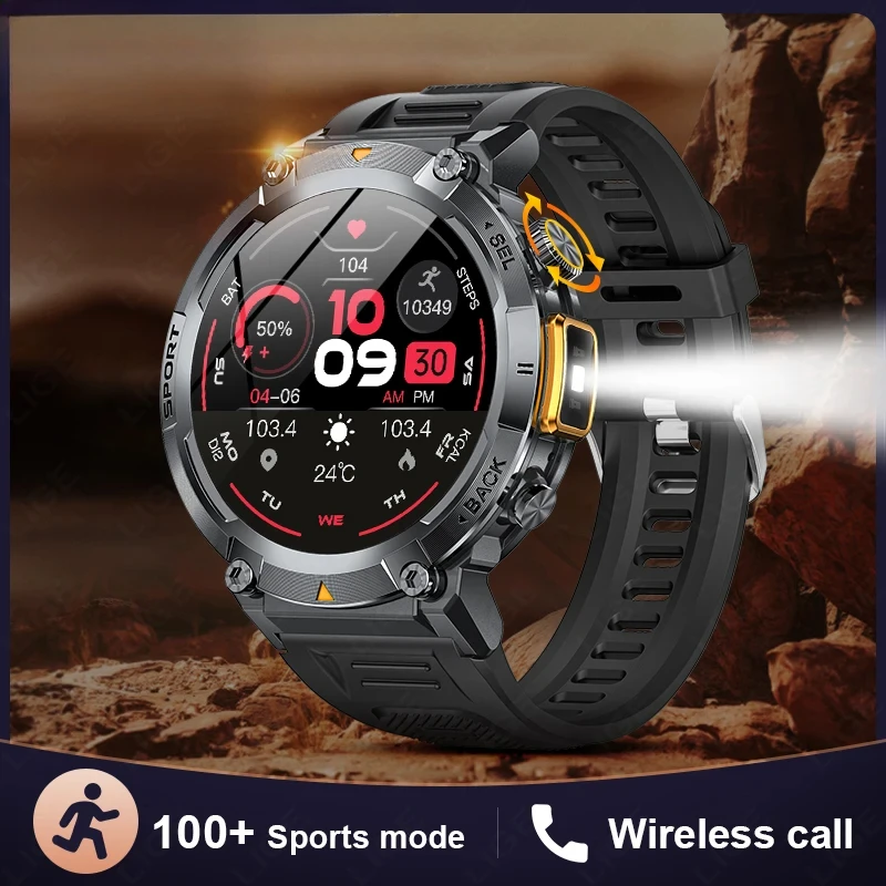 2025 Smart Watch Men Outdoor Sports Fitness Waterproof Bluetooth Call Bracelet Heart Rate Monitor LED Lighting Smartwatch